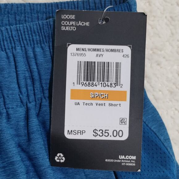 Under Armour Mens Tech Vent Shorts Sz Small Blue Athletic Loose Fit 1376955 NWT - Picture 4 of 15